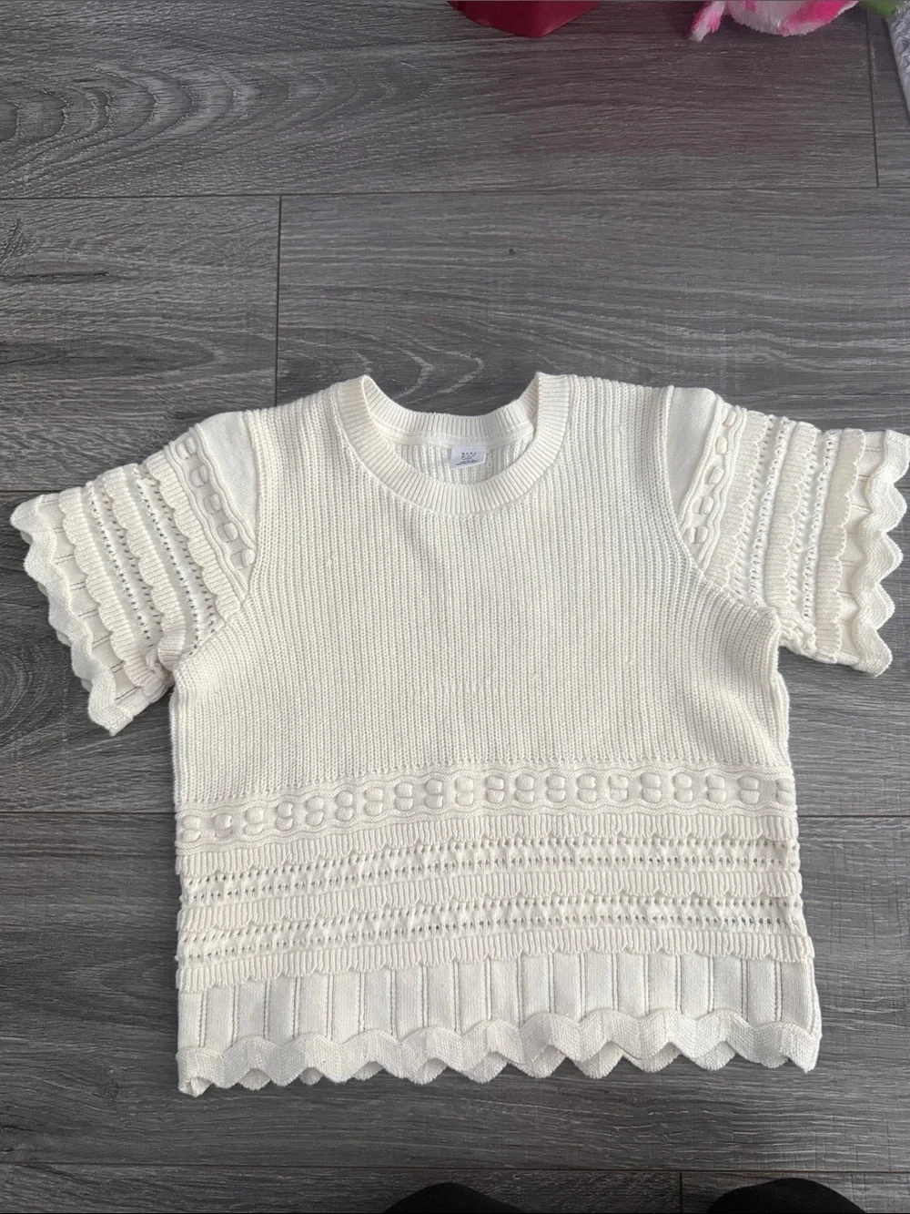 GAP Cream Knit Short-Sleeve Textured Top